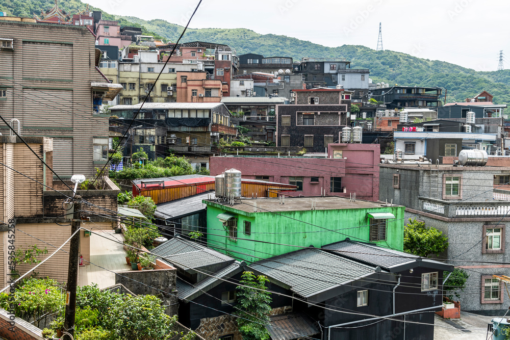 View of old buildings on Jiufen Mountain, New Taipei City, Taiwan. View of old buildings on Jiufen Mountain, New Taipei City, Taiwan.
