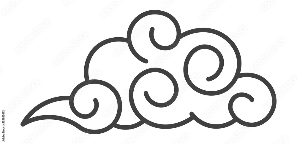 Decorative cloud in oriental style. Black line icon Decorative cloud in oriental style. Black line icon