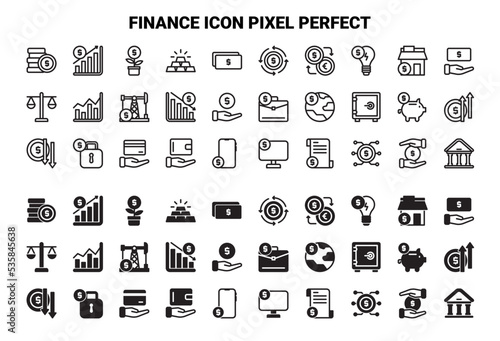 60 Finance icons with style line and solid. Vector Illustration