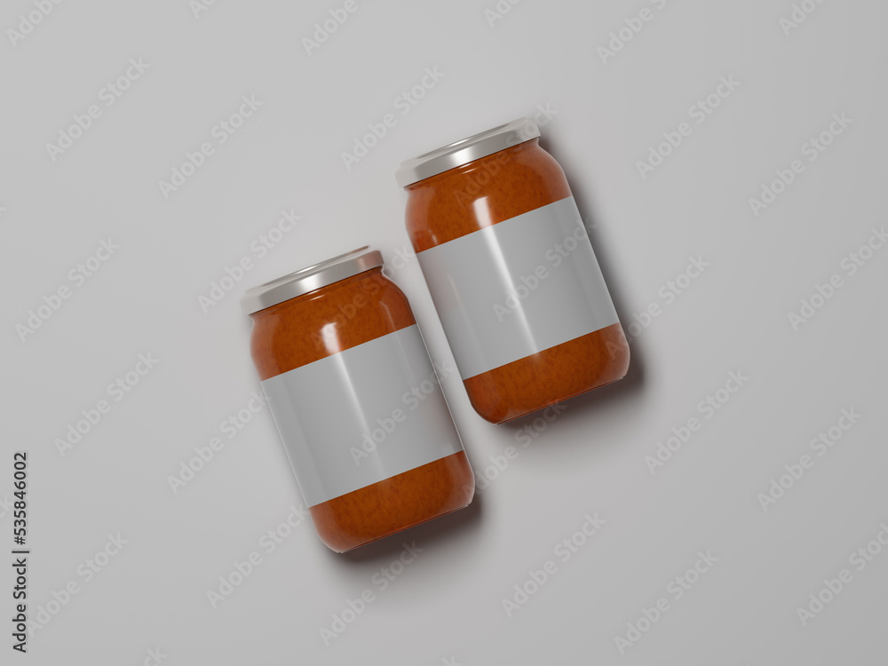 Jam Jelly packaging mockup 3d rendering Jam Jelly packaging mockup 3d rendering