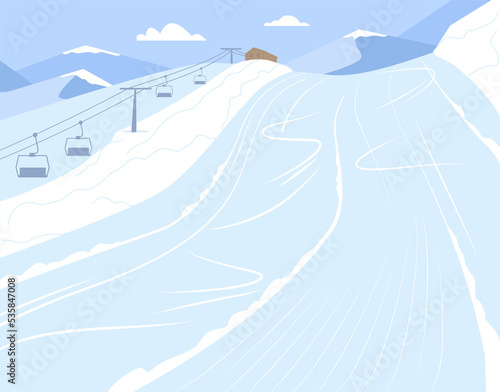 Ski slope background. Winter alpine scene background