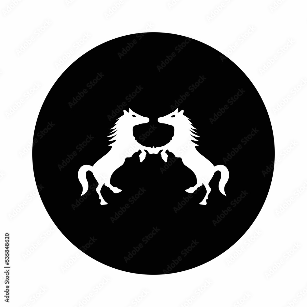 Circle two horse animal vector logo design Circle two horse animal vector logo design