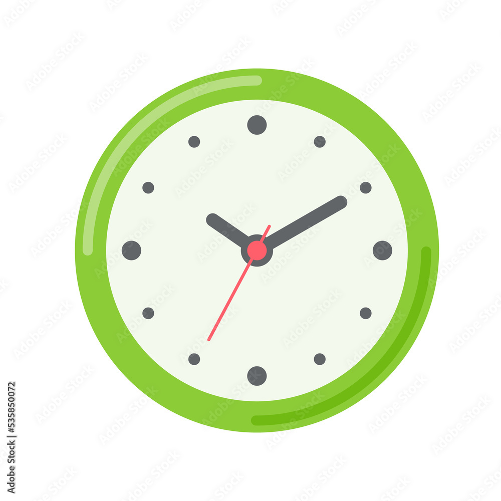 The round clock face shows the scheduled time. The round clock face shows the scheduled time.