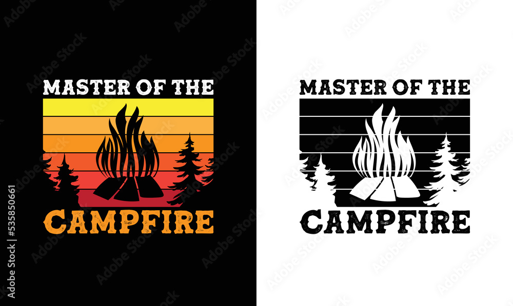 Master of the Campfire, Camping Quote T shirt design, Vintage