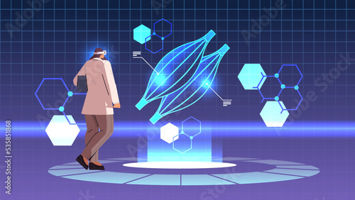 doctor in digital glasses looking at virtual detailed explanation anatomical muscle internal organ vr vision metaverse