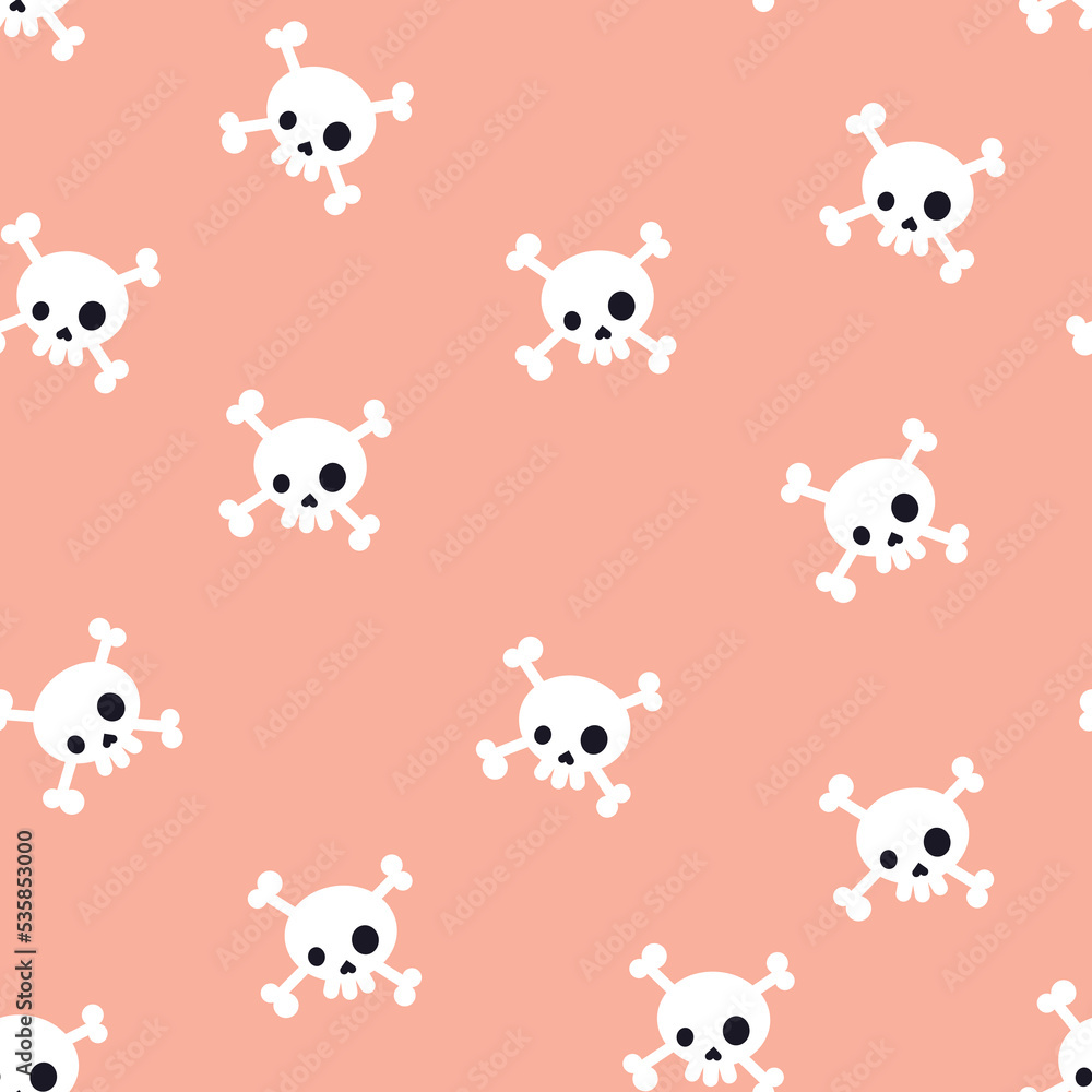 Pattern with skulls on a pink background Pattern with skulls on a pink background