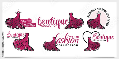 Set fashion boutique logo and store logo label emblem Premium Vector part 1