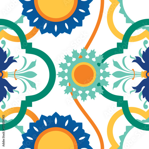 seamless vector illustration floreal and geometric pattern	