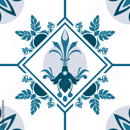 seamless vector illustration floreal and geometric pattern	