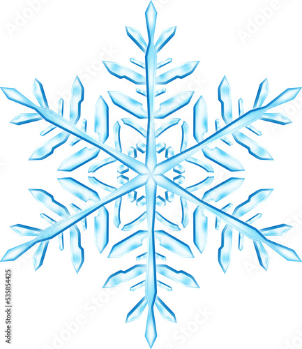 Big complex Christmas snowflake in light blue colors