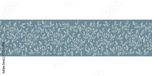 seamless brush, border with plant design. floral frame background template with leaves, branches seamless borders, greenery frame.