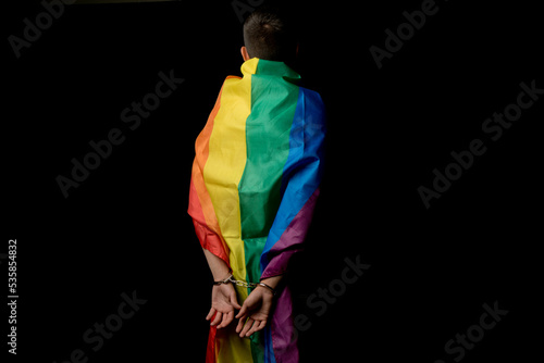 Arrested 19 Year Old Teenage Boy wrapped in A Pride Flag