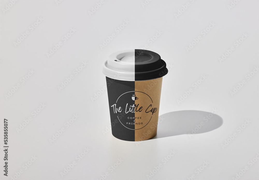 Paper Cup Mockup on White Background with Lid Stock Template | Adobe Stock