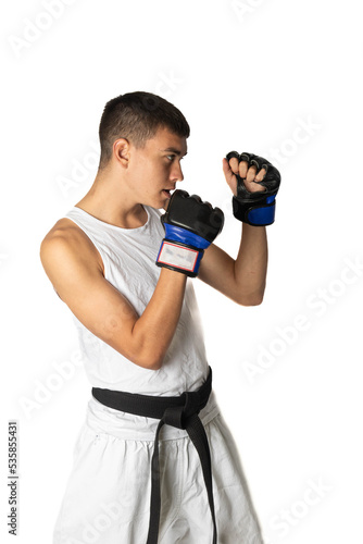 A Black Belt Teenage Boy Posing