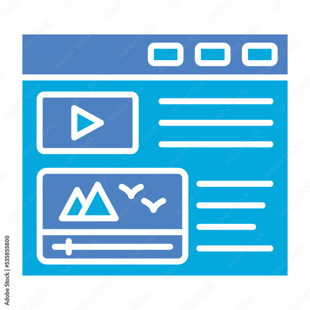 Video Content Glyph Two Color Icon Video Content Glyph Two Color Icon