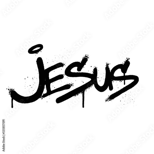 Graffiti spray paint Word Jesus Isolated Vector photo