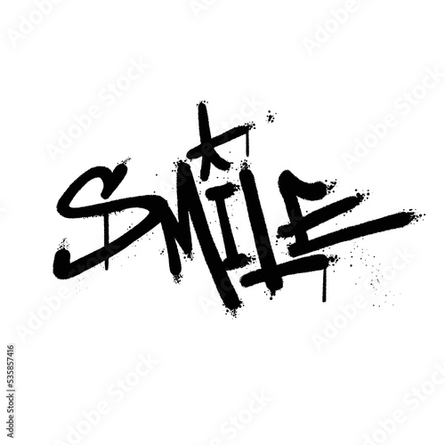 Graffiti spray paint Word Smile Isolated Vector