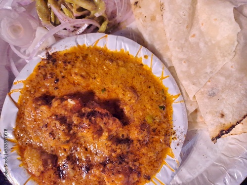 Rumali roti and Kathi kabab closeup photo