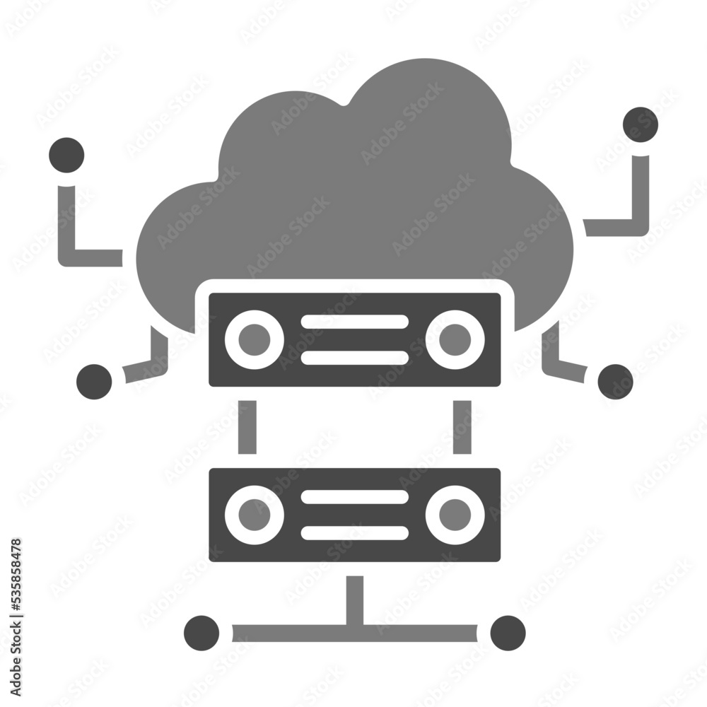 Fototapeta premium Cloud Server Greyscale Glyph Icon