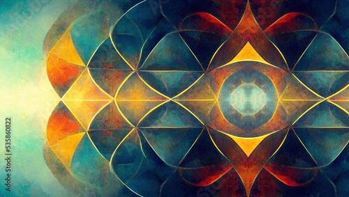 Illustration of a colorful sacred geometry