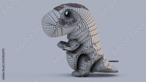 Illustration of an animal creature from the cretaceous period. Must look at highest dimensions for details. Celebrating the era of the dinosaurs. Modelers must see how the mesh is weaved.