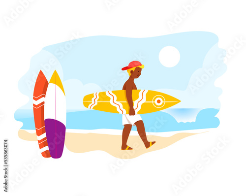 Man carry surfboard on the beach (ID: 535863074)
