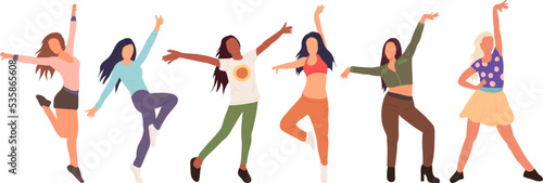 dancing women on white background, isolated