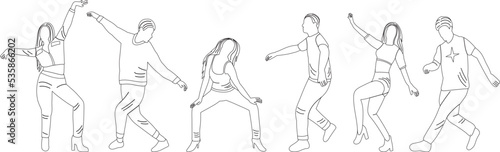 people dancing sketch  outline icon isolated vector