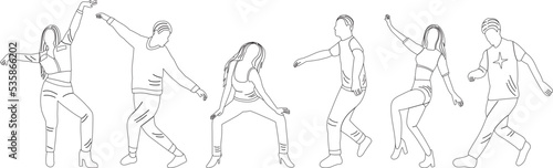 people dancing sketch ,outline icon isolated vector