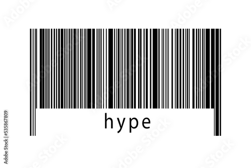 Barcode on white background with inscription hype below photo