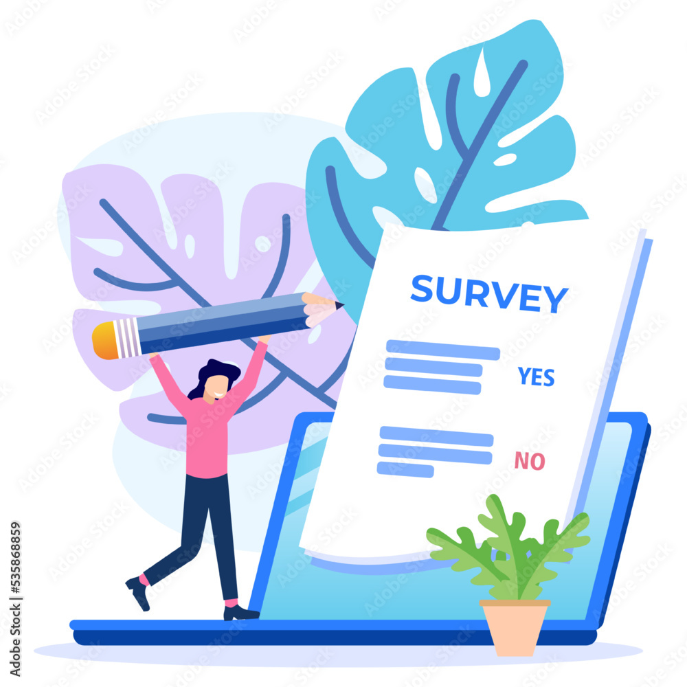 Illustration vector graphic cartoon character of online survey Illustration vector graphic cartoon character of online survey
