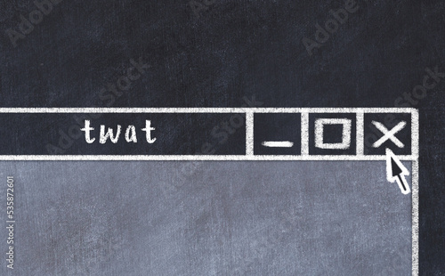 Chalk drawig of browser window with inscription twat
