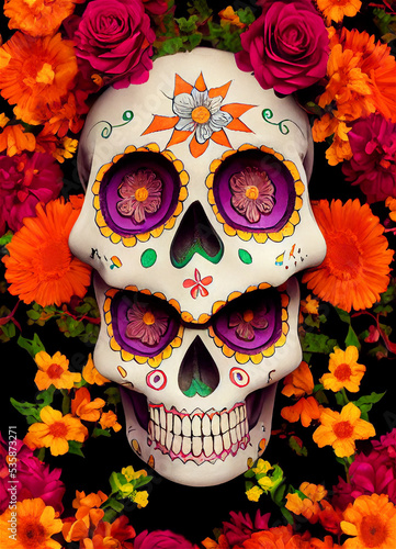 Painted Mexican skull