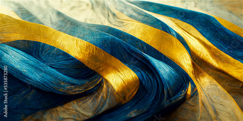 Swirling golden and blue ba...