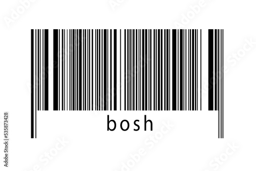 Barcode on white background with inscription bosh below photo