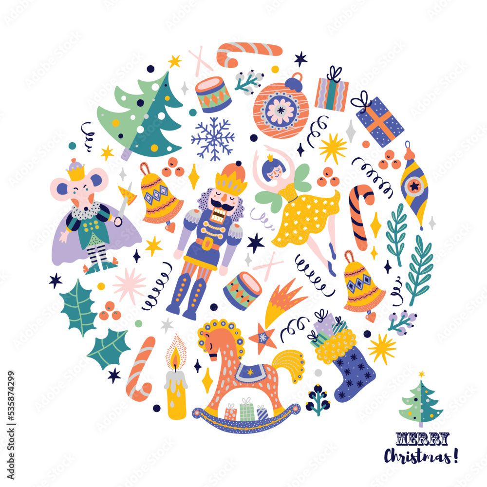 Obraz premium Nutcracker. Christmas vector card. Cute illustration.