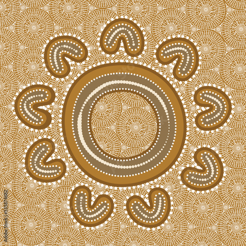 Aboriginal style of dot painting - Vector