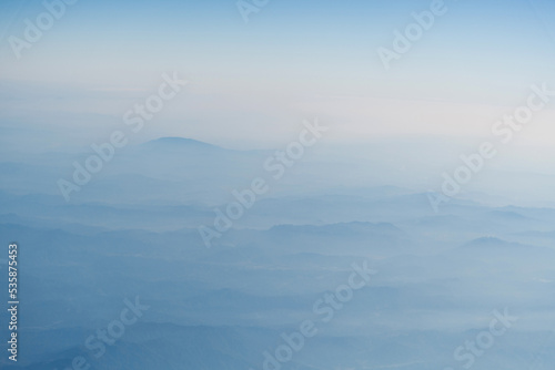 View of the foggy mountains range in CHINA © xy