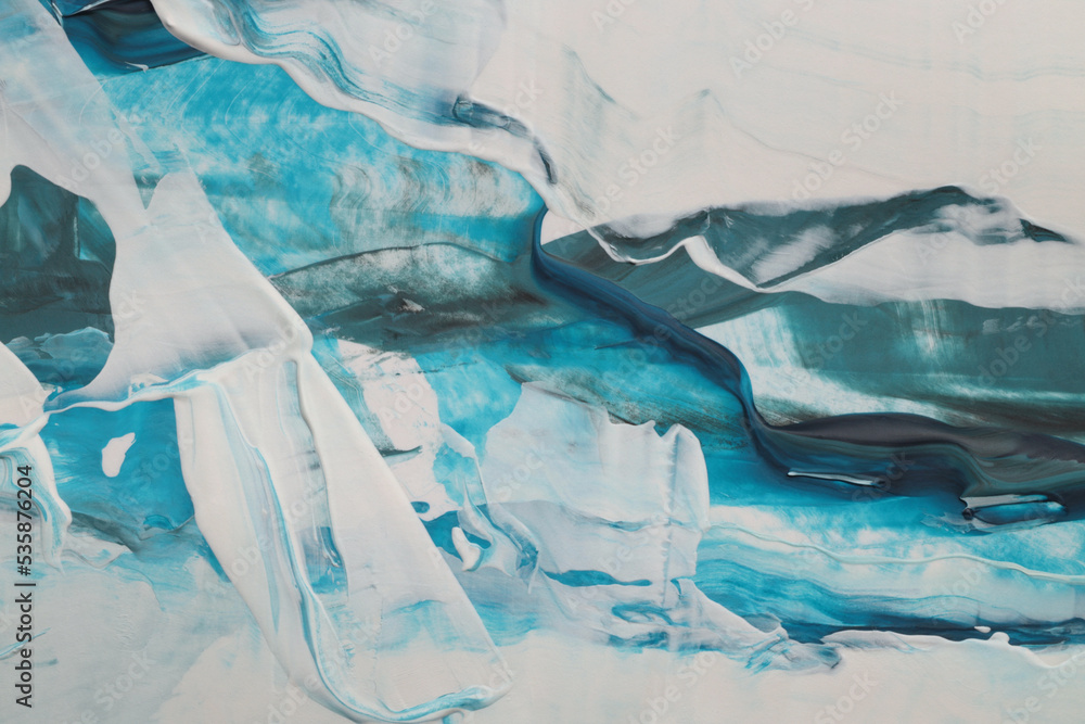 custom made wallpaper toronto digitalArt modern oil and acrylic smear blot canvas painting wall. Abstract wave texture blue, white, beige color stain brushstroke texture background.