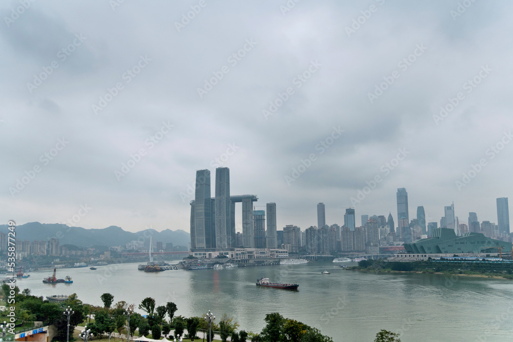 Obraz premium Chongqing city in China at cloudy day