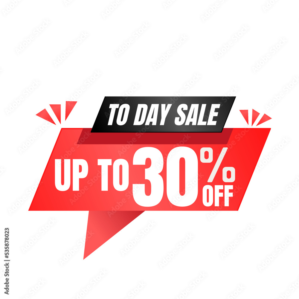 30% off sale balloon. Red and black vector illustration . sale discount label design, Thirty 
