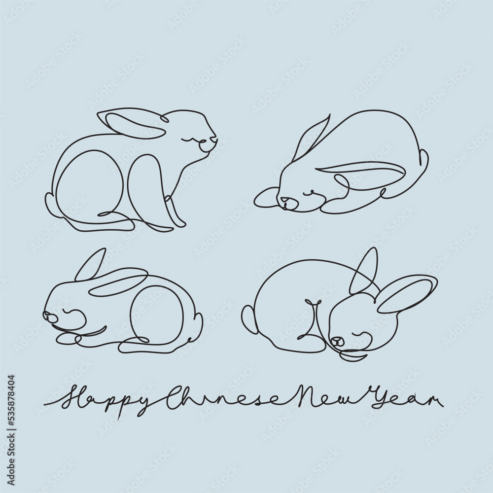 Chinese New Year 2023, the year of the rabbit, red and gold line art characters, simple hand-drawn Asian elements with craft (Chinese translation: Happy Chinese New Year 2023, year of the rabbit). Chinese New Year 2023, the year of the rabbit, red and gold line art characters, simple hand-drawn Asian elements with craft (Chinese translation: Happy Chinese New Year 2023, year of the rabbit).