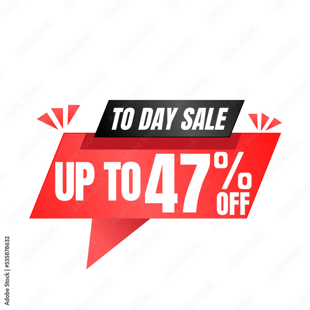 47% off sale balloon. Red and black vector illustration . sale discount label design, Forty seven