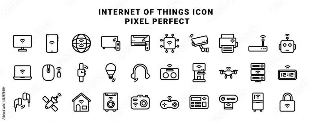 Icon design of Internet of things, pixel perfect with 30 icon collection for app mobile and web