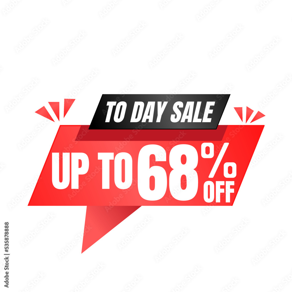 68% off sale balloon. Red and black vector illustration . sale discount label design, Sixty-eight 
