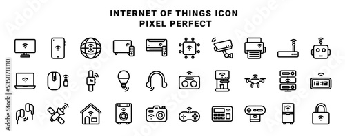 Icon design of Internet of things, pixel perfect with 30 icon collection for app mobile and web
