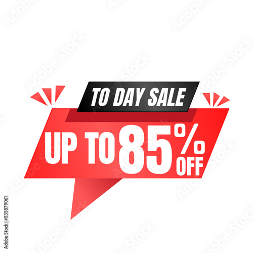 85% off sale balloon. Red and black vector illustration . sale discount label design, Eighty five 