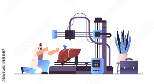 researcher prints liver model on 3d bio printer medical printing of human transplantation organ biological engineering