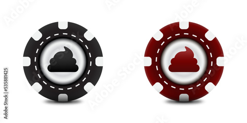 Shit casino chip. Poker chip with shit icon. Flat vector illustration.