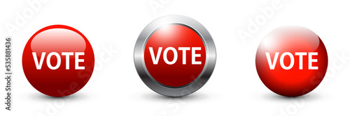 Red colored vote buttons. Flat vector illustration.